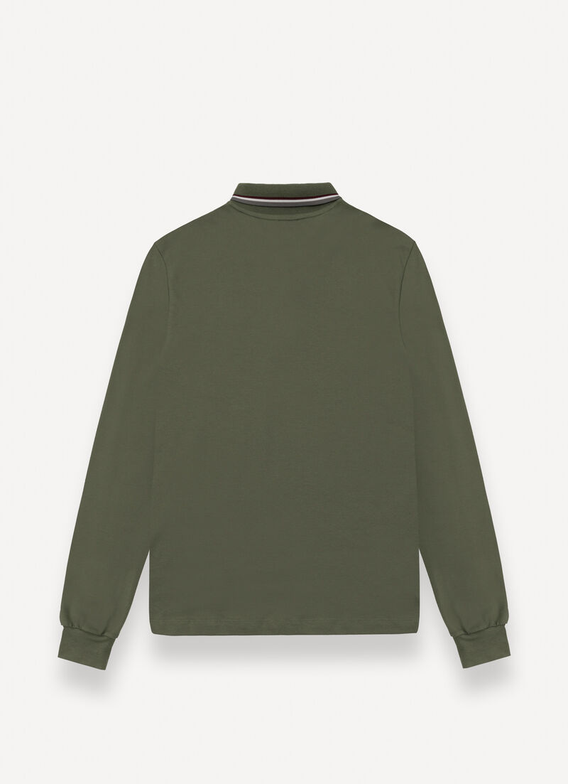 Long-sleeved tricolour polo shirt