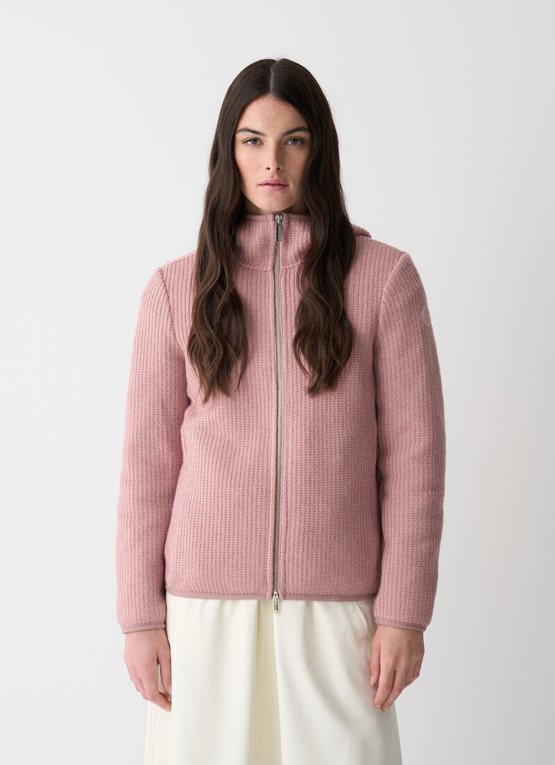 Rib-knit pullover with hood