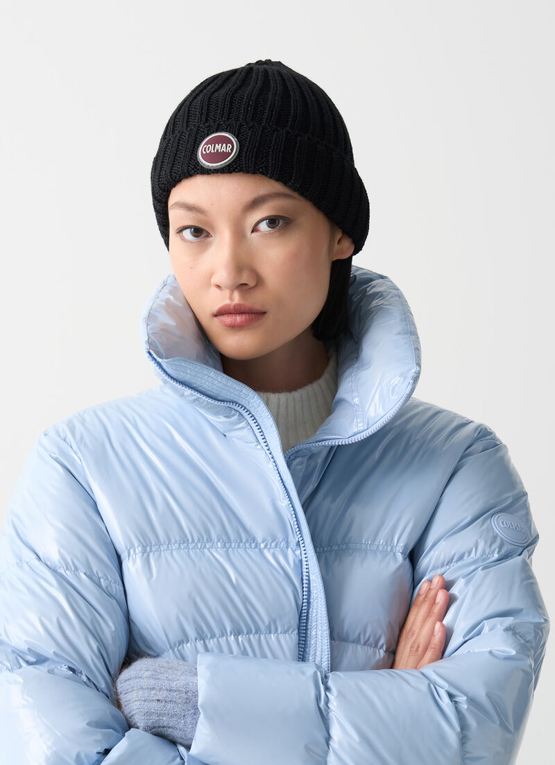 Unisex rib-knit hat with turn-up