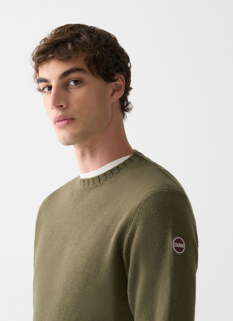 Branded wool pullover