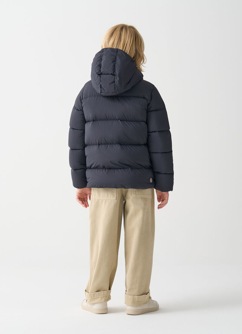 Puffy down jacket with hood