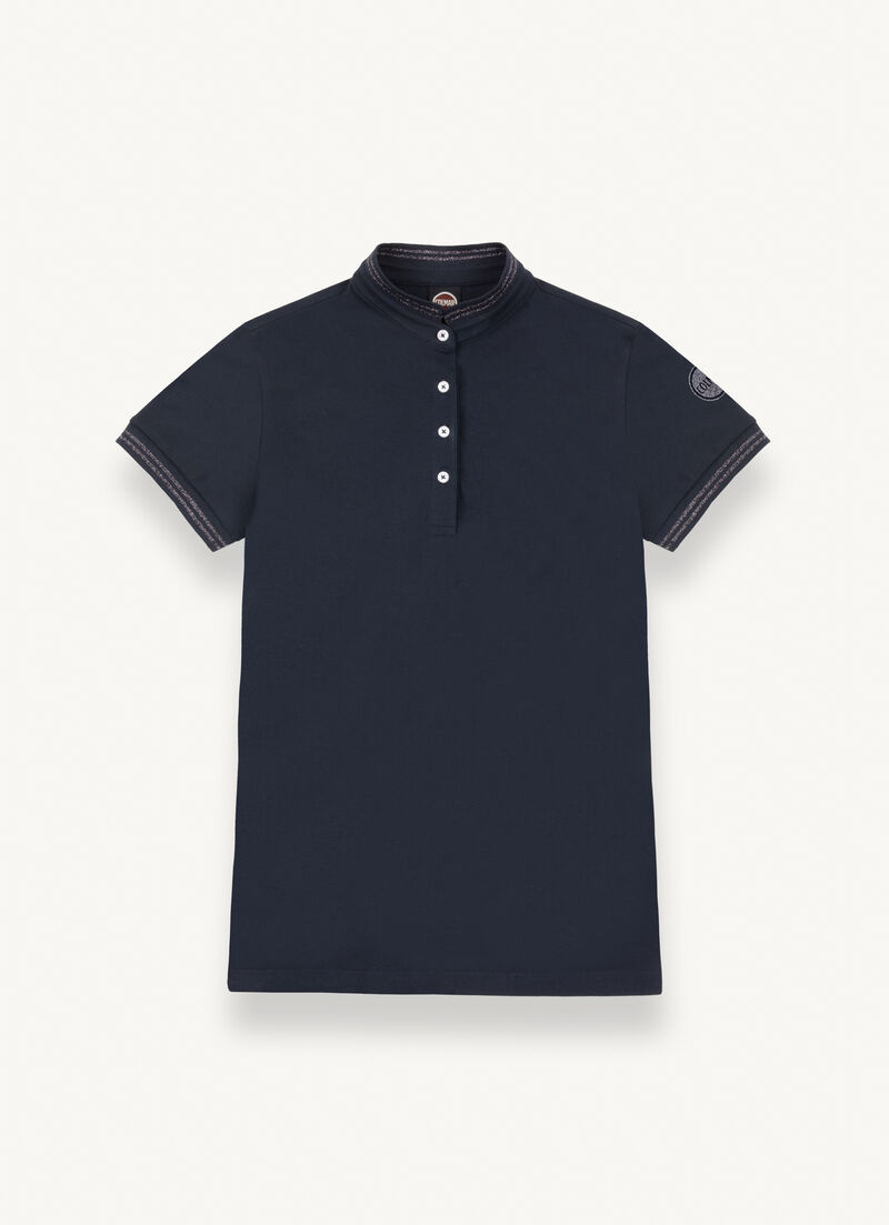 Stretch piqué polo-shirt with ribbed collar