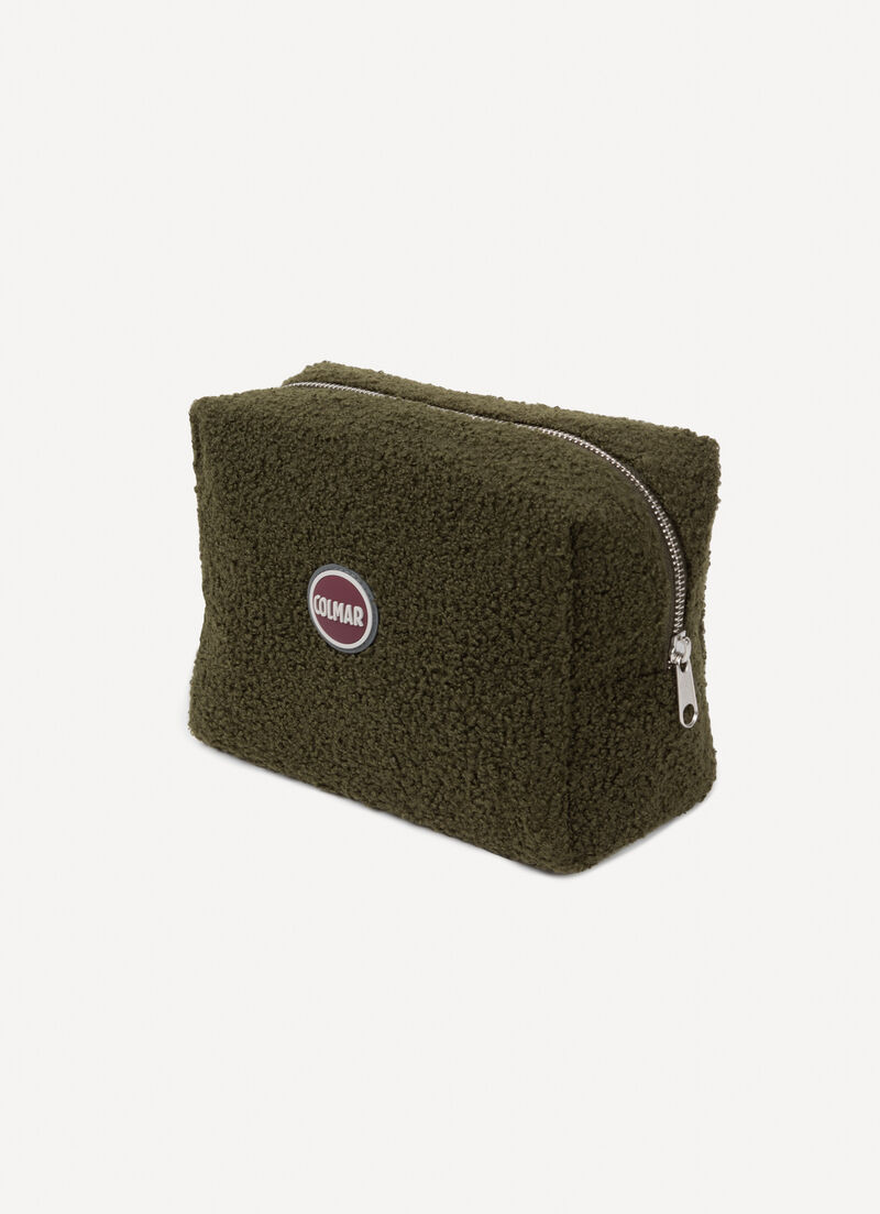 Teddy-effect clutch bag