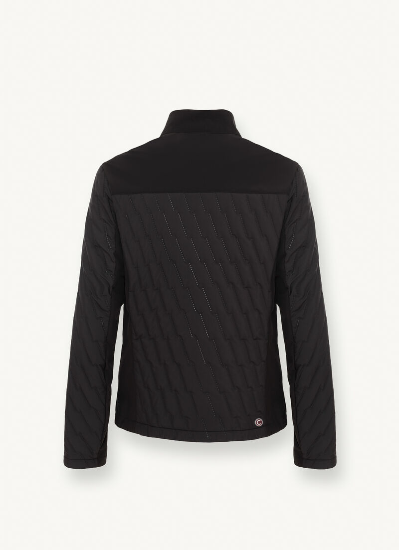 Padded biker jacket with ultrasonic stitching