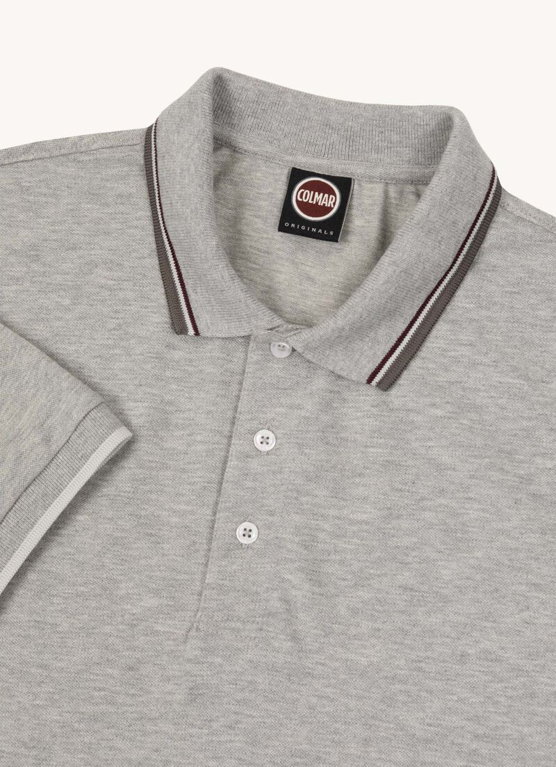 Piqué polo shirt with stripes on the collar
