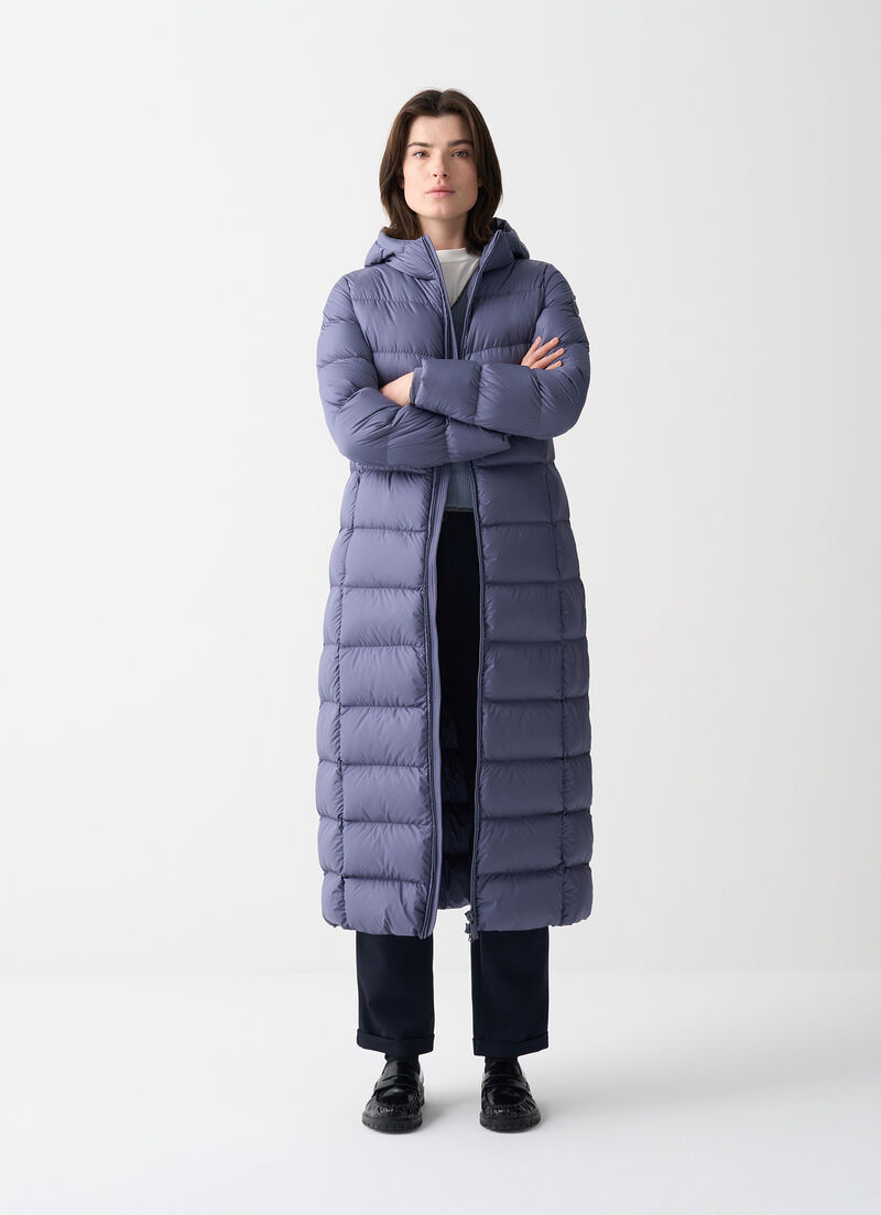 Long matte down jacket with belt