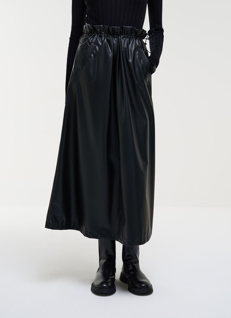 Faux leather midi skirt