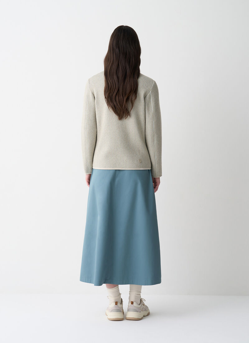 Rib-knit pullover with zip