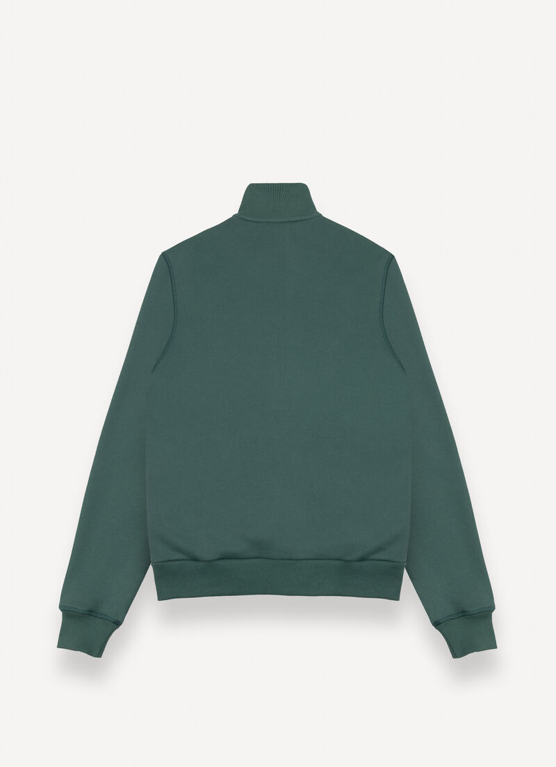 Diagonal-weave sweatshirt with zip