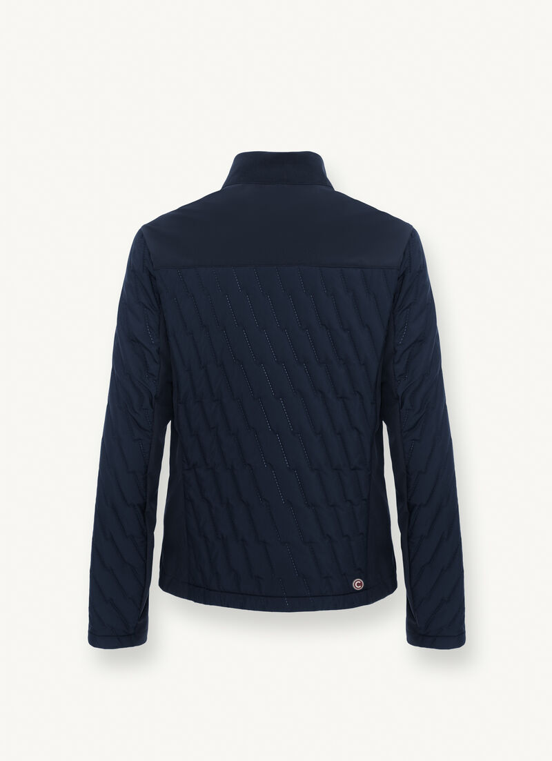 Padded biker jacket with ultrasonic stitching