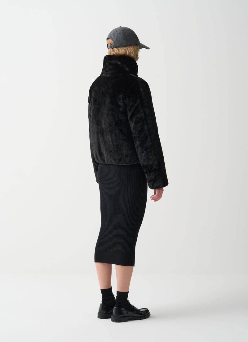 Reversible faux fur down jacket