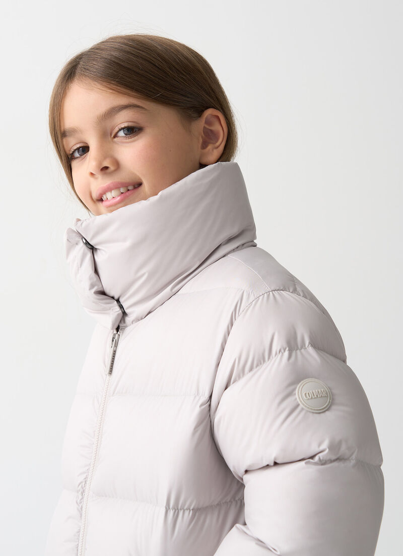 Down jacket with high collar