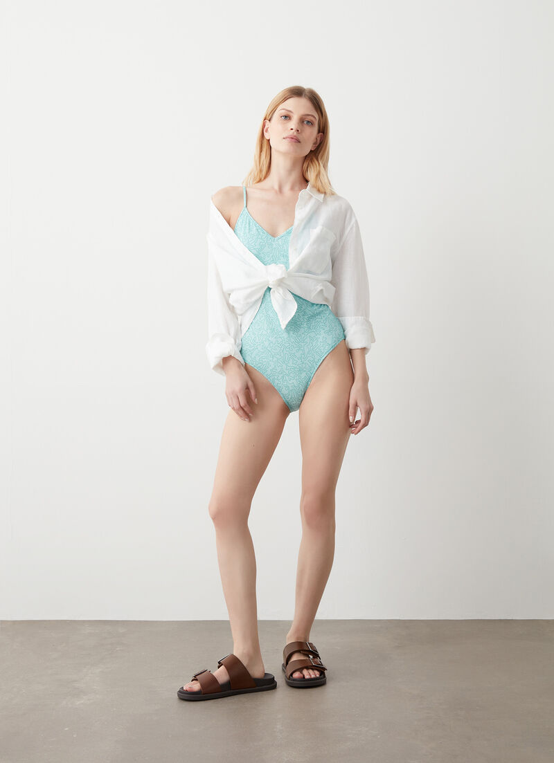 Patterned one-piece swimsuit