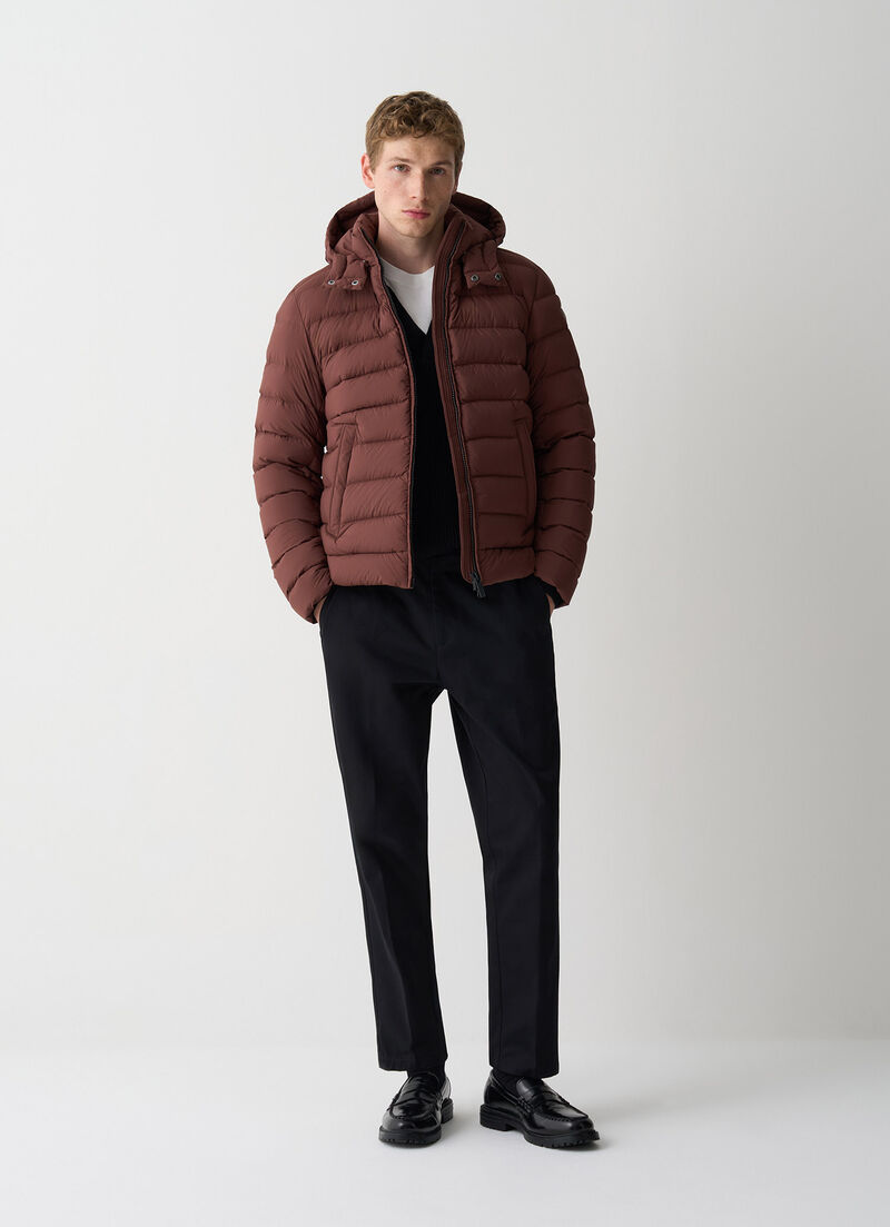 Down jacket with detachable hood