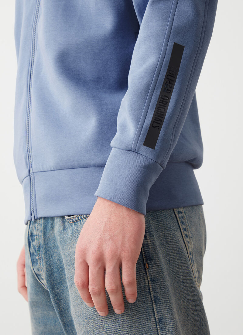 Zip-up sweatshirt with logo tape
