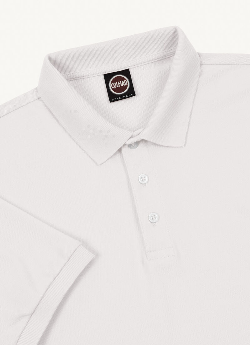 Stretch piqué cotton polo shirt