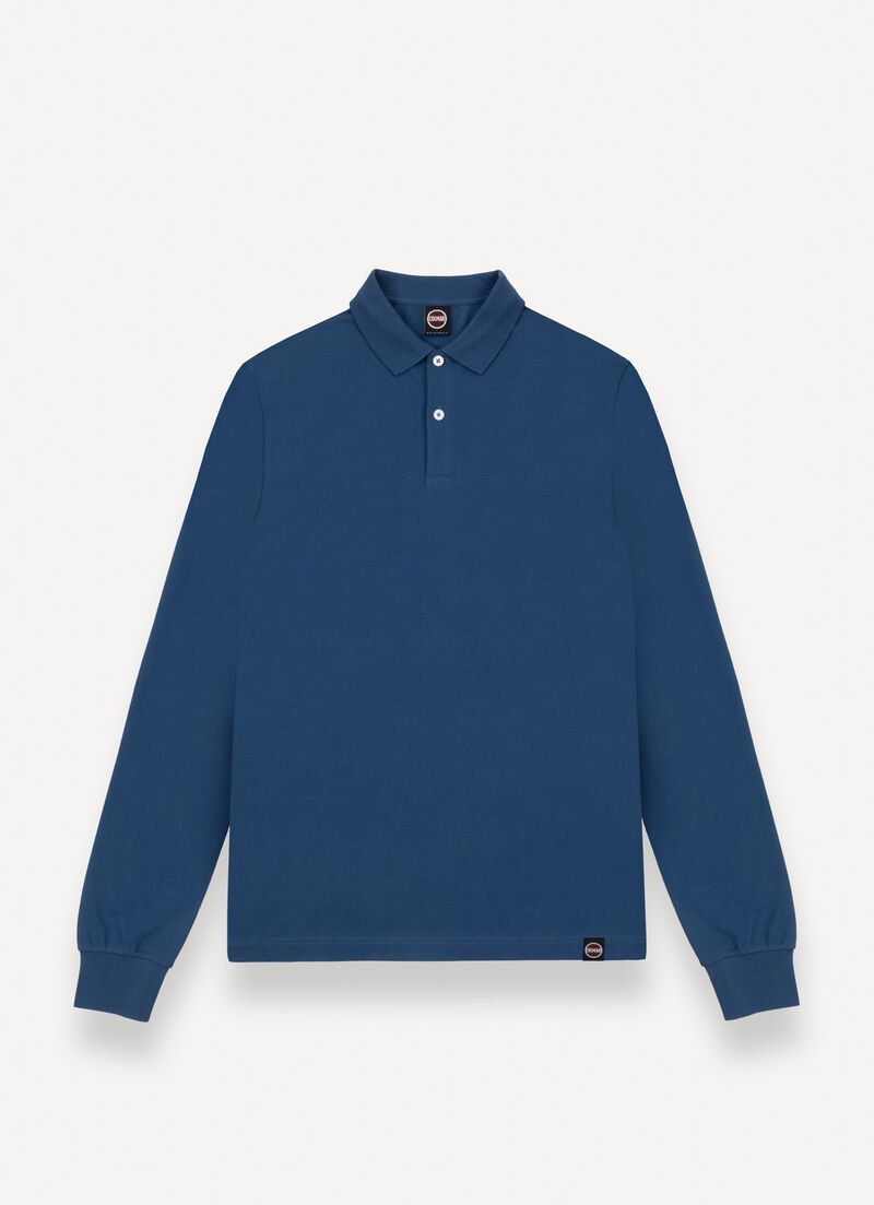 Long-sleeved polo shirt in stretch piqué