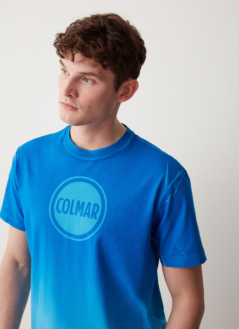 Faded effect printed cotton T-shirt
