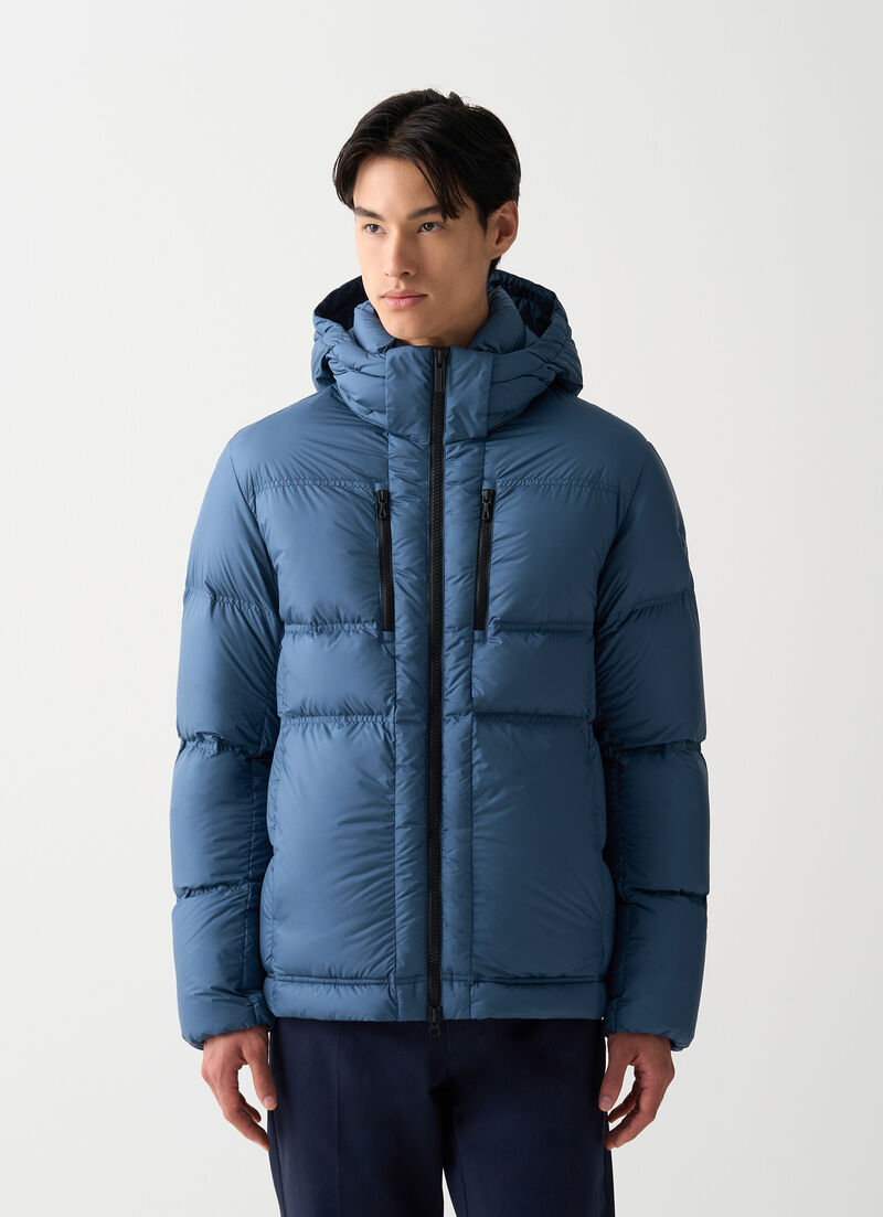 Puffy down jacket with hood