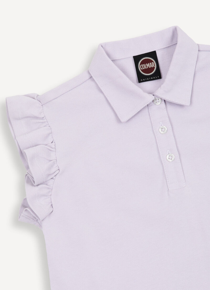 Piqué polo-shirt with flounced detailing