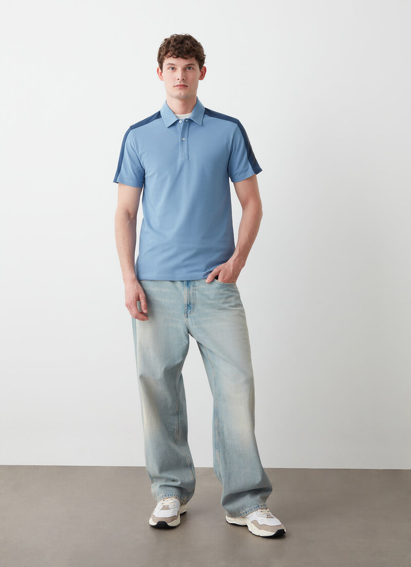 Two-tone piqué polo-shirt