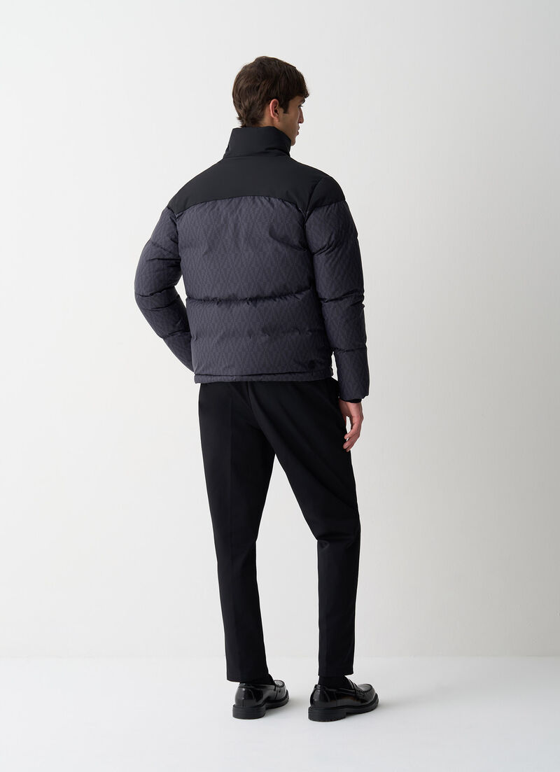 Down jacket with geometric print