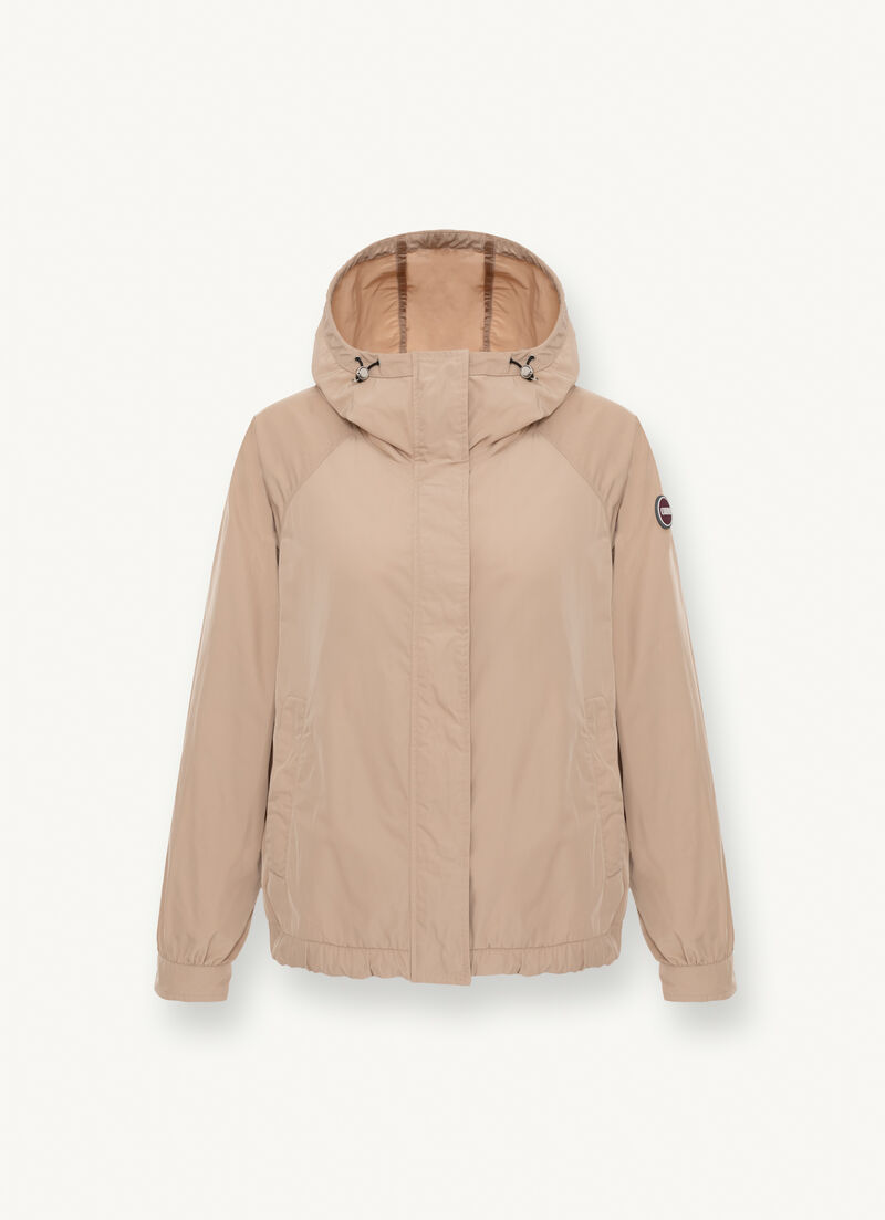 Unlined taffeta jacket with hood