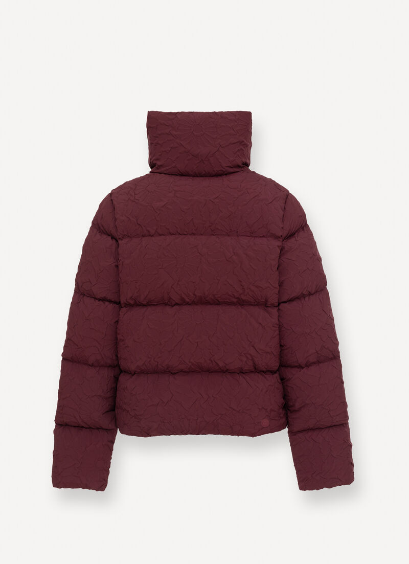 Short down jacket with 3D floral design