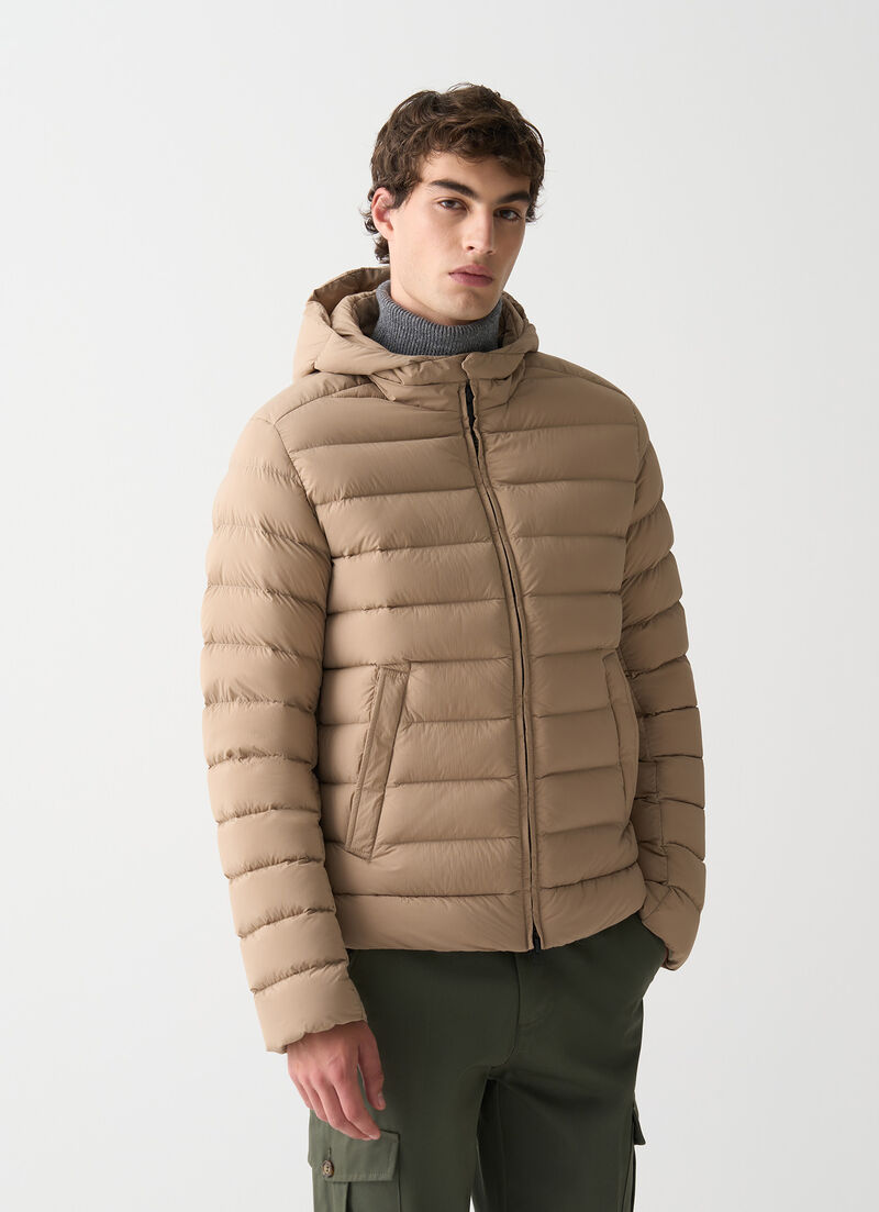 Down jacket with hood