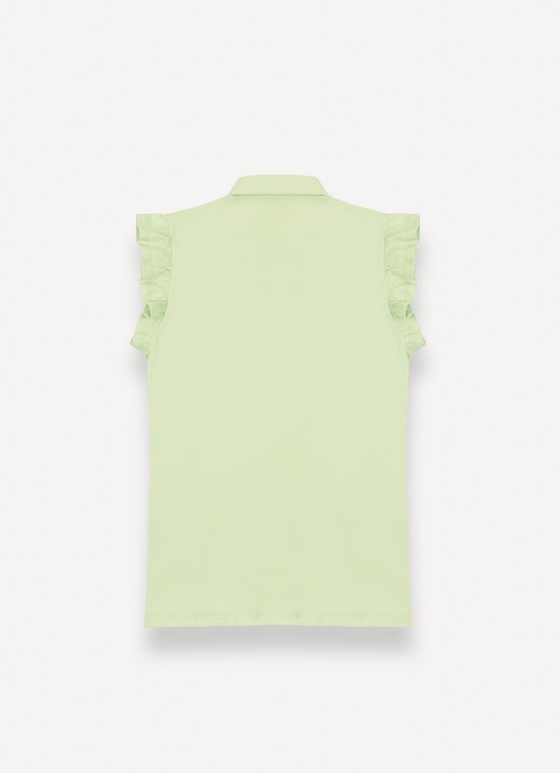 Piqué polo-shirt with ruches