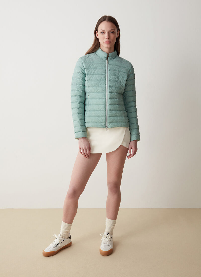 Vichy-print jacket with stand-up collar