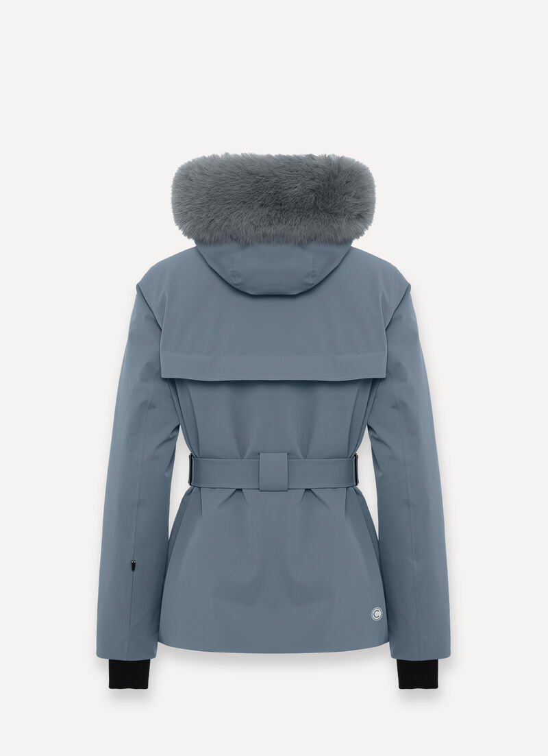 Shaped ski jacket with faux fur