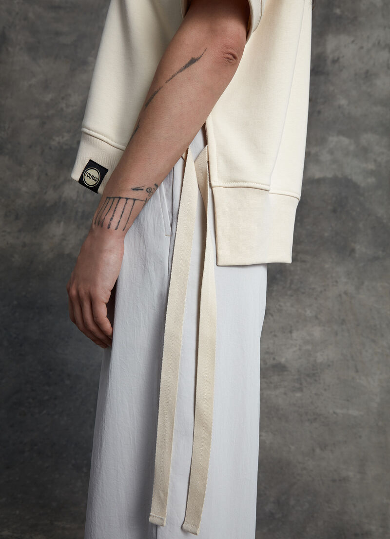 Short-sleeved sweatshirt in a cotton blend