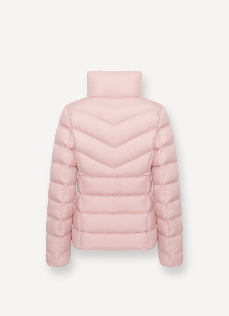 Mate fabric down jacket with high collar
