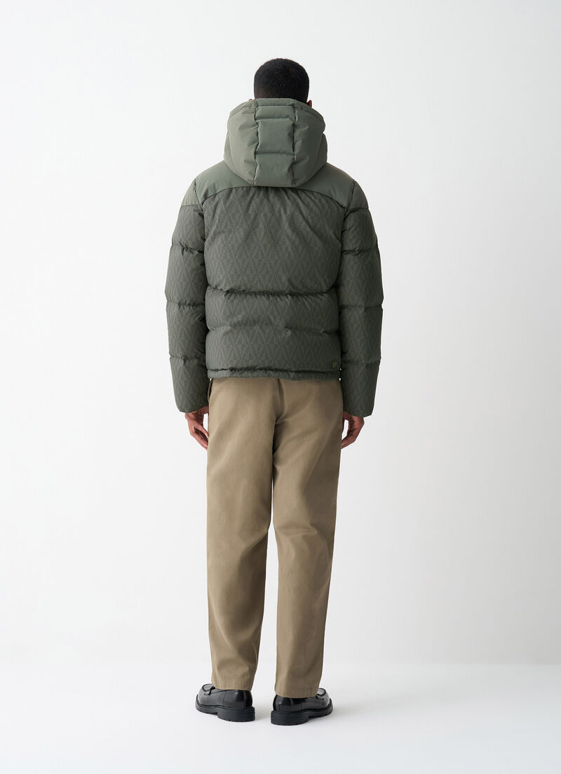 Down jacket with geometric print