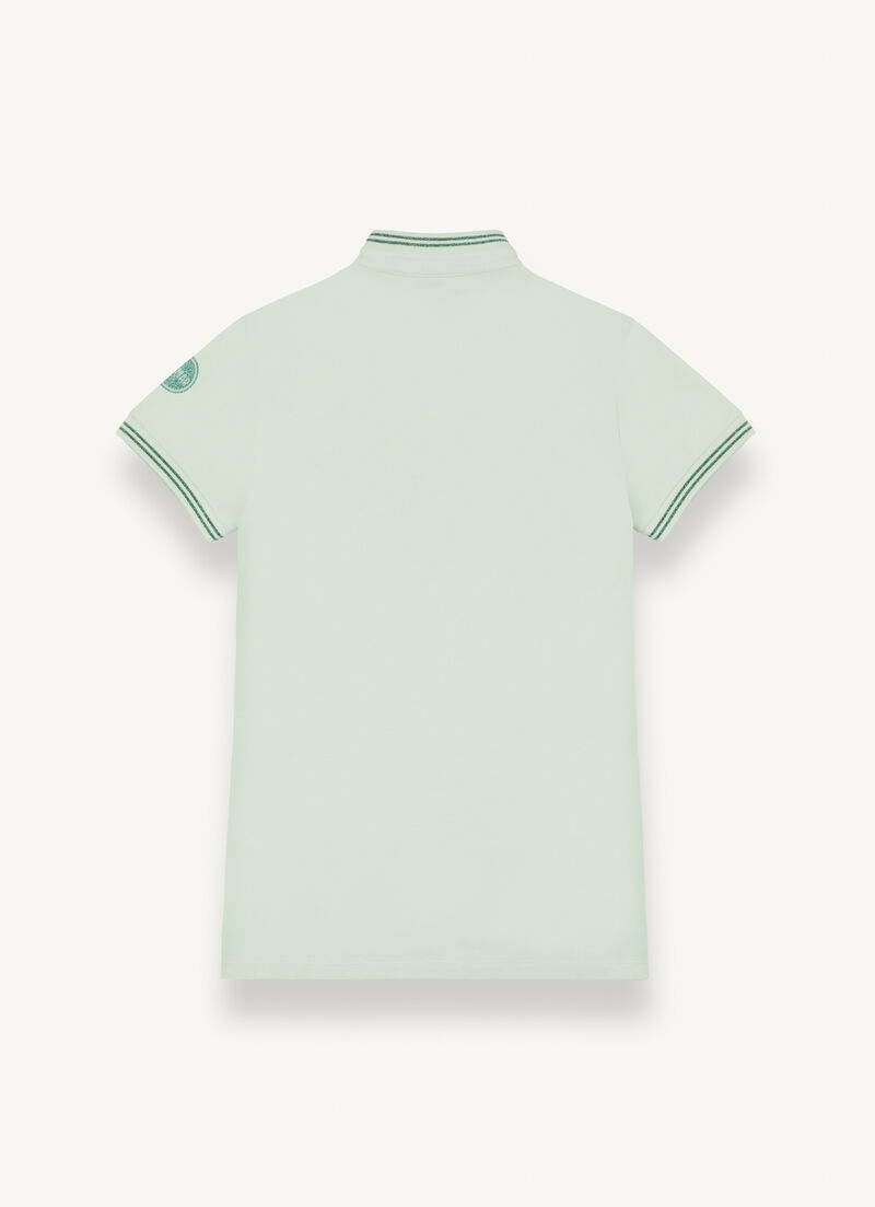 Stretch piqué polo-shirt with ribbed collar