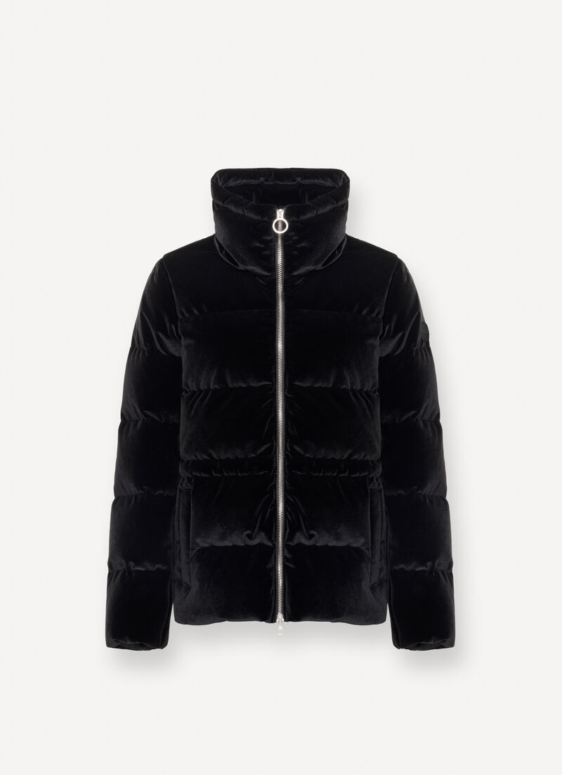 Stretch velvet down jacket