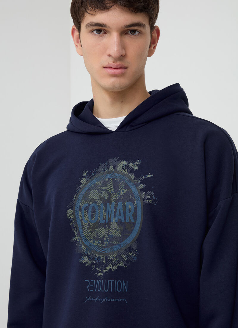 Hooded sweatshirt with camouflage logo