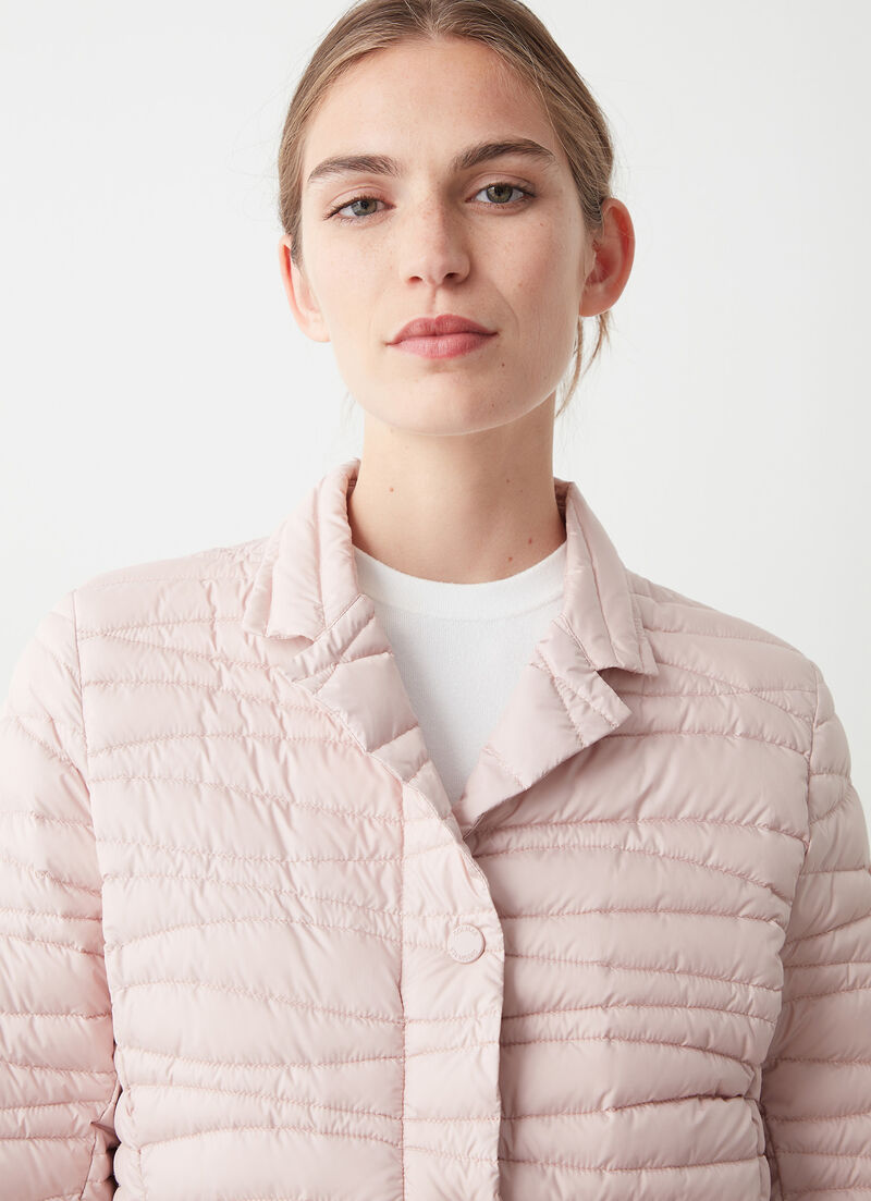 Down-padded blazer with wavy quilting