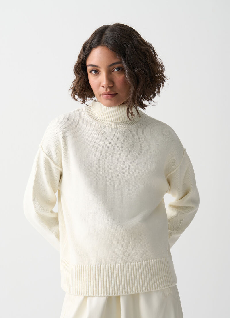 Loose polo-neck jumper