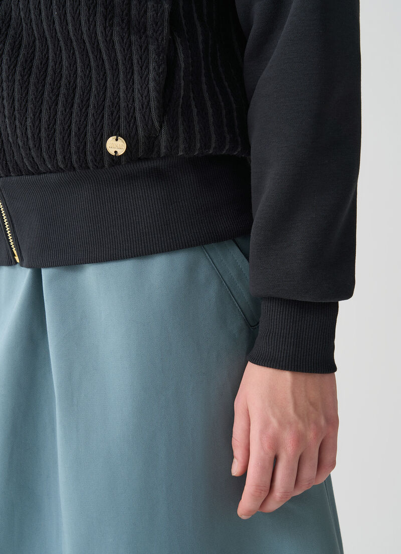 Cable-knit hooded sweatshirt