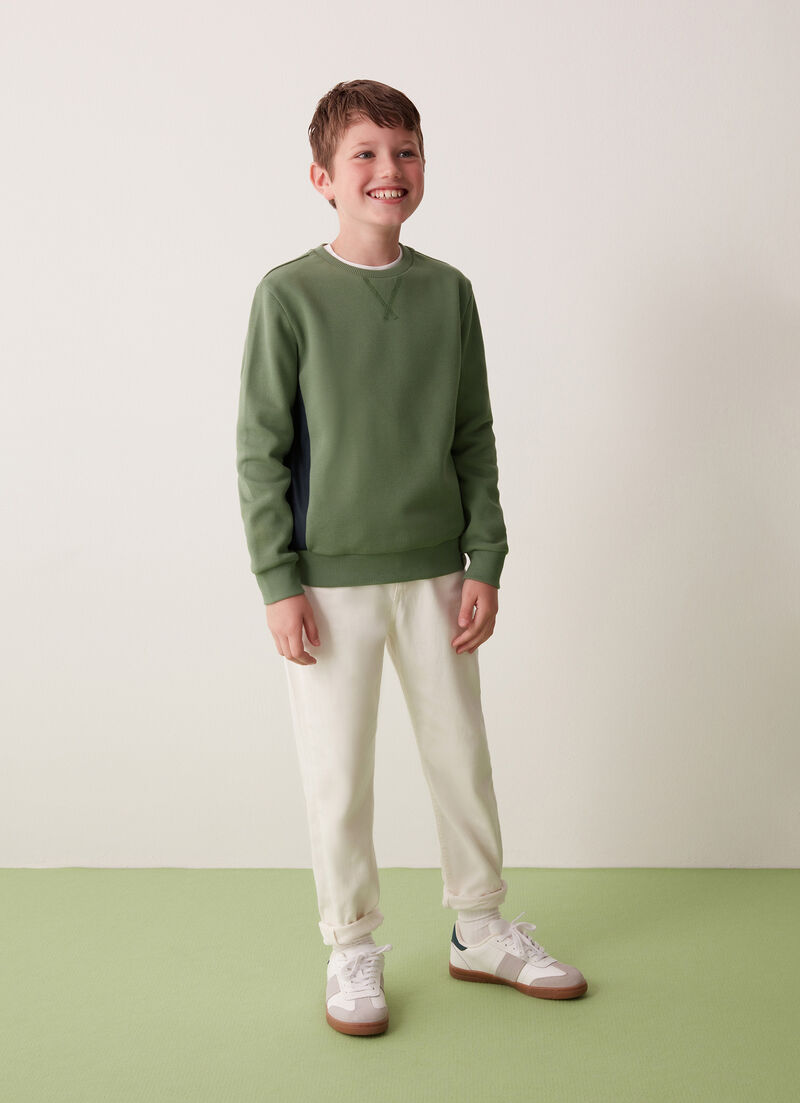 Crewneck sweatshirt made of cool piqué interlock fabric