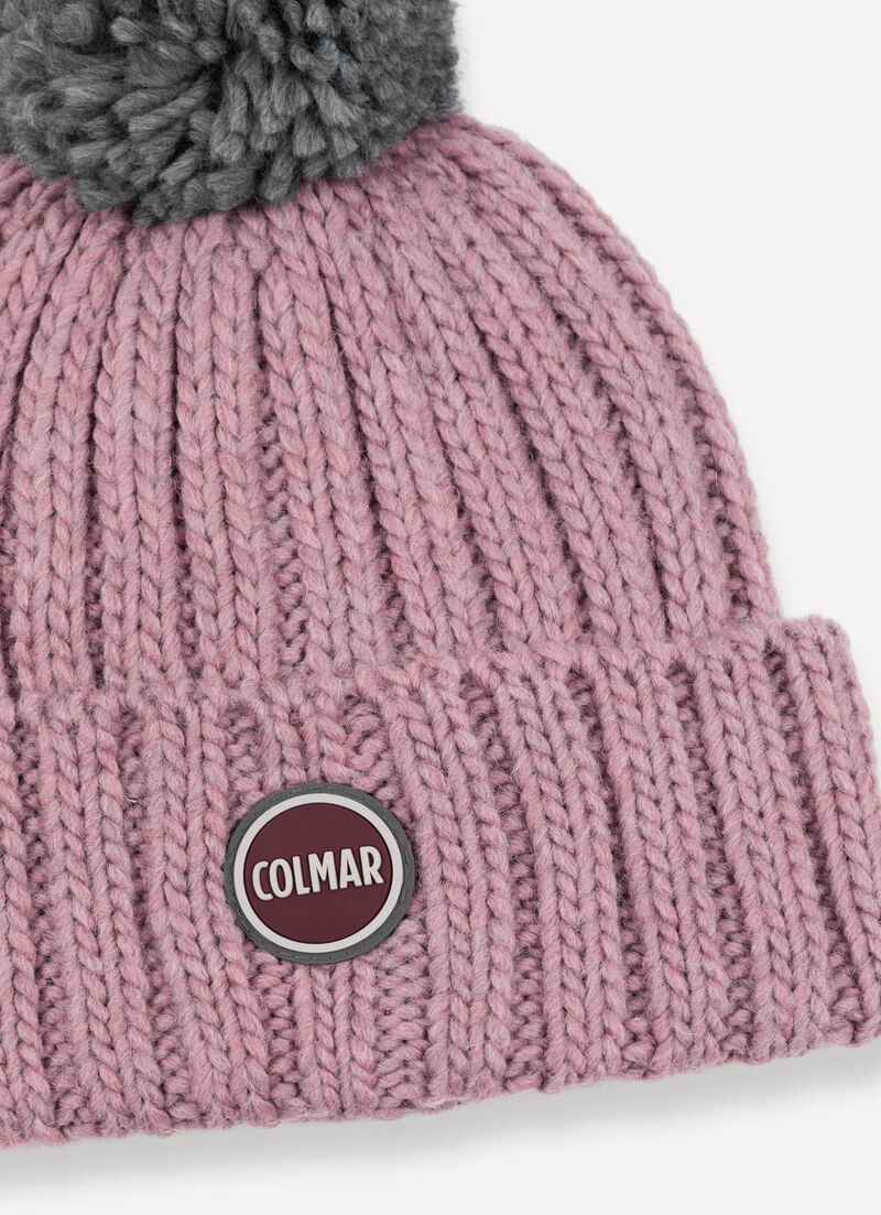 Unisex rib-knit hat with pom-pom