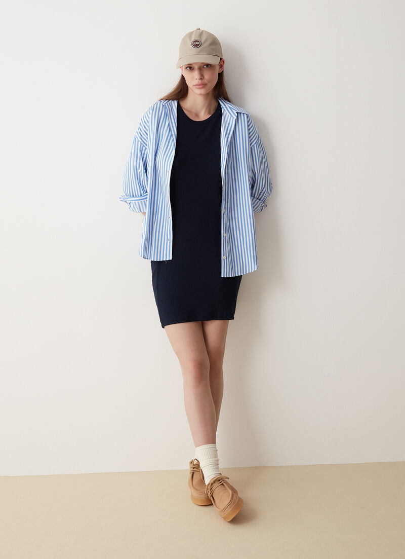 Round neck viscose blend fabric dress