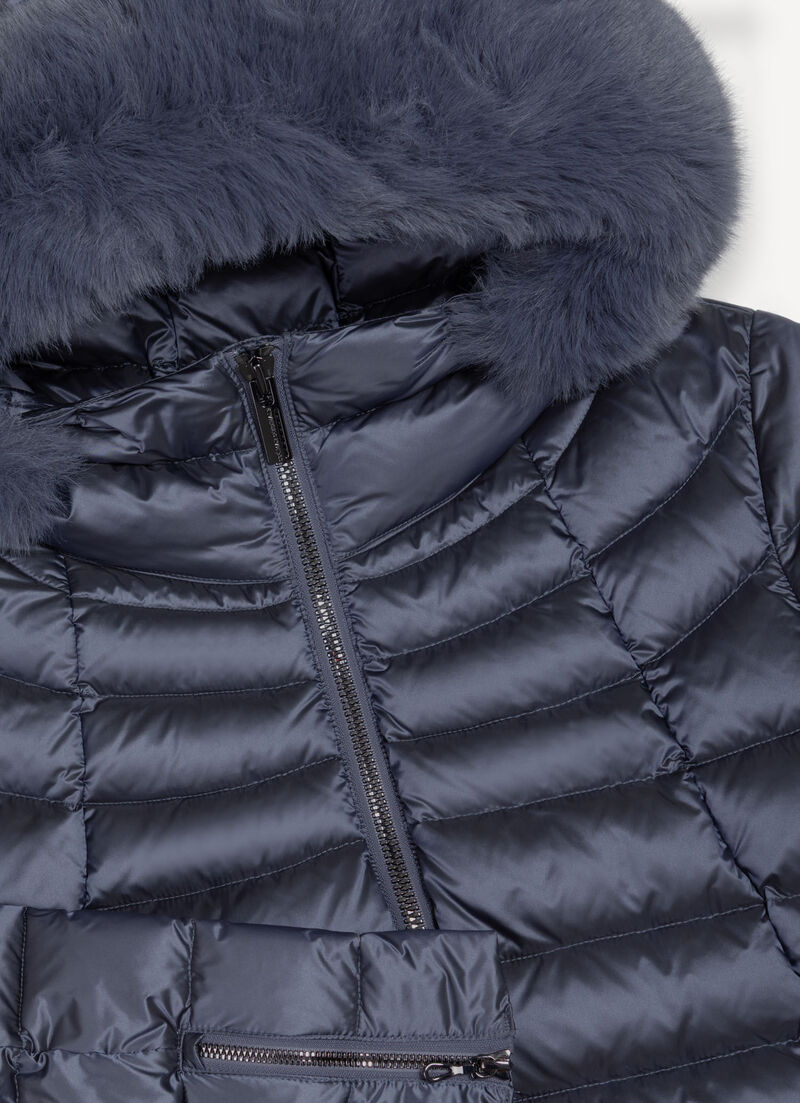 A-line down jacket with fur