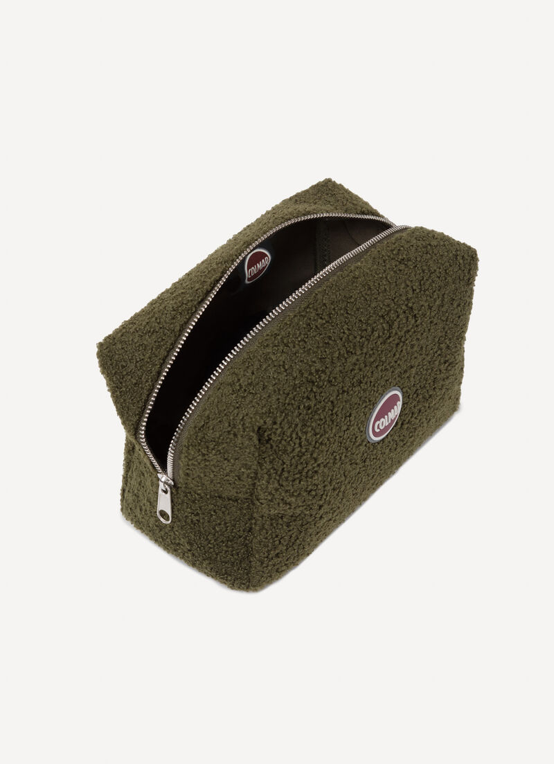 Teddy-effect clutch bag