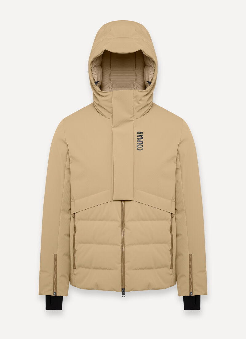 3D-effect padded ski jacket with seamless neck warmer