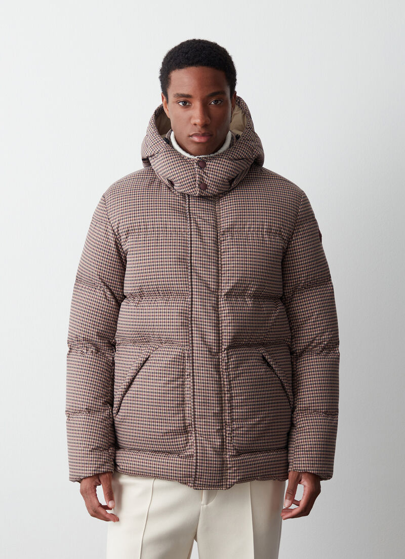 Down jacket with wool-effect print