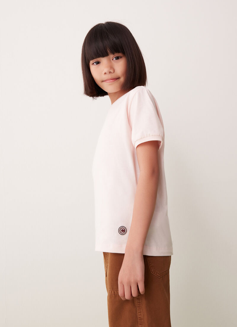 Stretch T-shirt with puff sleeves