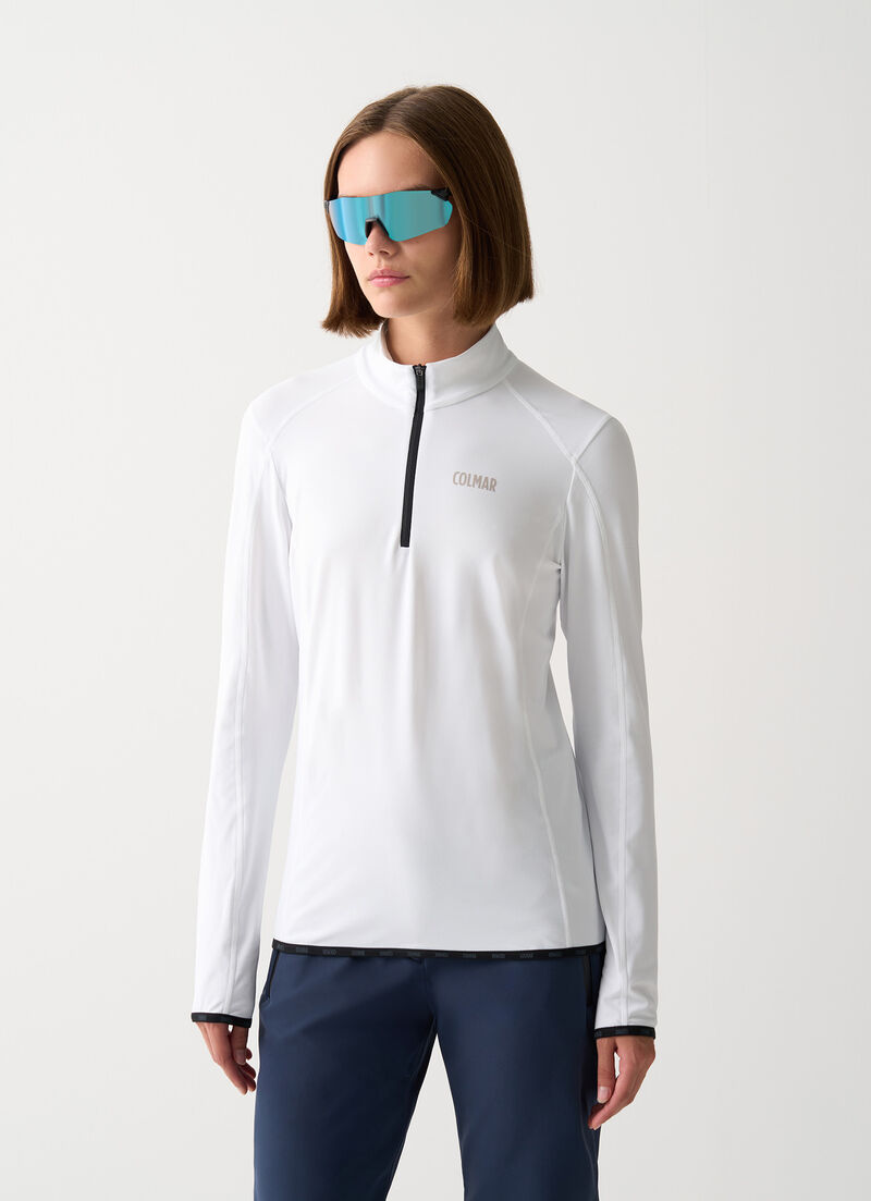 Thermal stretch ski jumper with half-zip